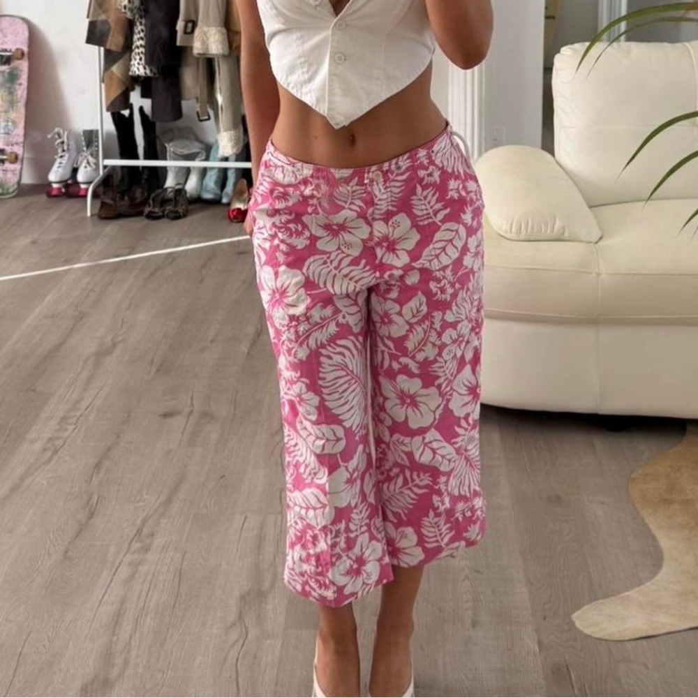 Ralph Lauren Pink Hawaiian Tropical Floral Capris 10